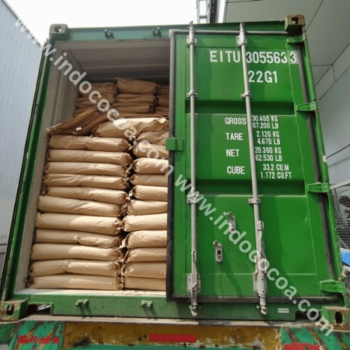 Export loading process of cocoa powder containers for shipping to Sydney Athens Istanbul and Alexandria ports